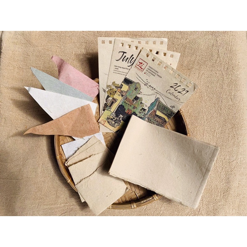 Set giấy Dó thủ công gồm nhiều loại thích hợp làm journal