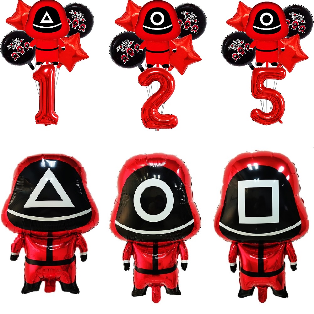 Set 6 bong bóng lá nhôm 32 inch hình con mực trang trí tiệc sinh nhật