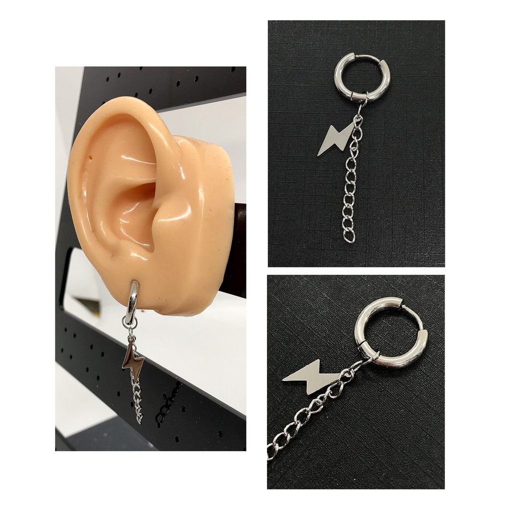 KHUYÊN TAI VÒNG GD MIX HỌA TIẾT HÌNH TIA SÉT CÁ TÍNH