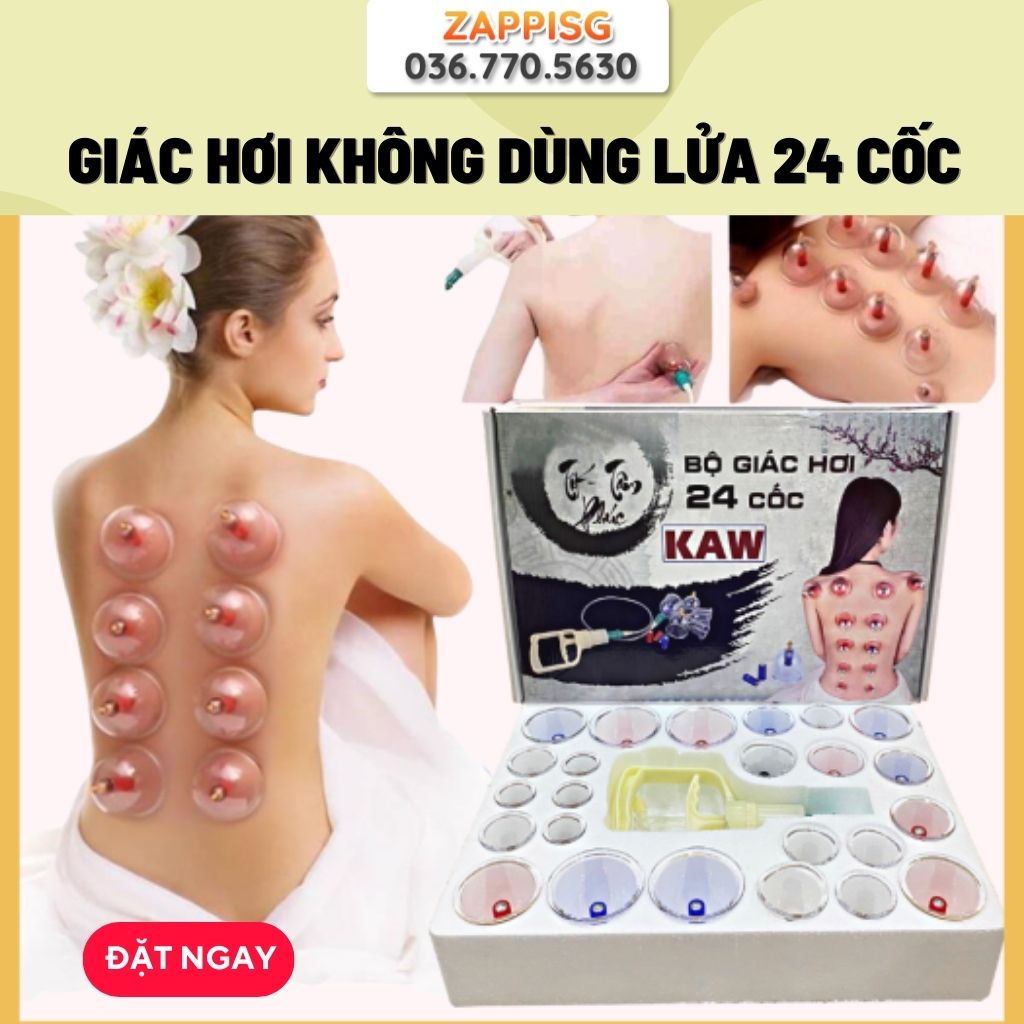 Bộ giác hơi chân không không dùng lửa 24 cốc - Dụng cụ giác hơi bằng nhựa, Vật lí trị liệu