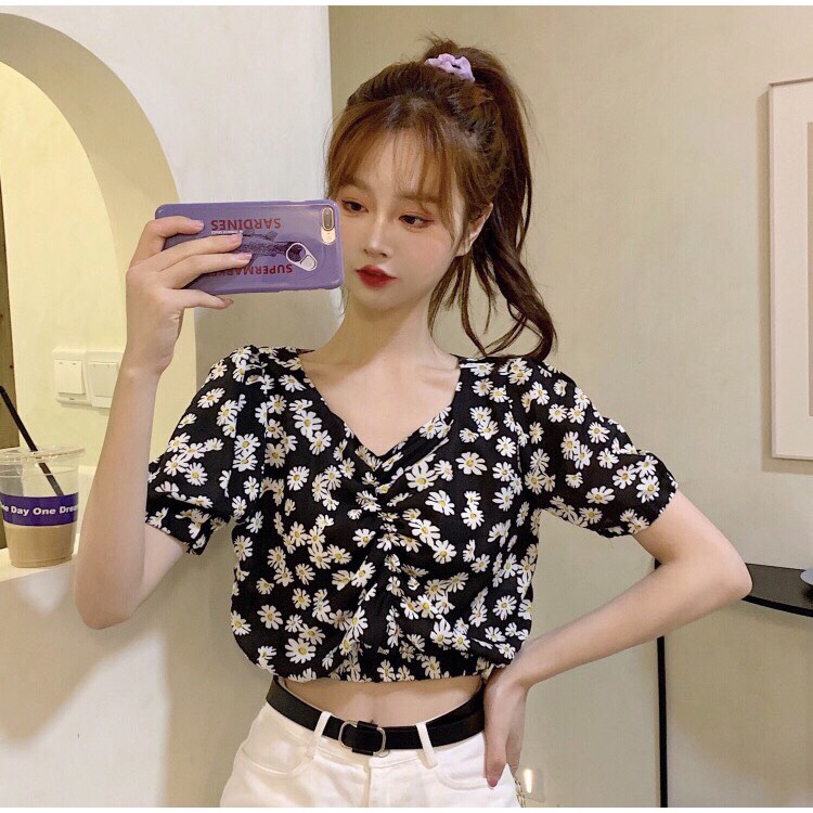 ❄️ÁO CỔ V DÚN NGỨC HOA CÚC