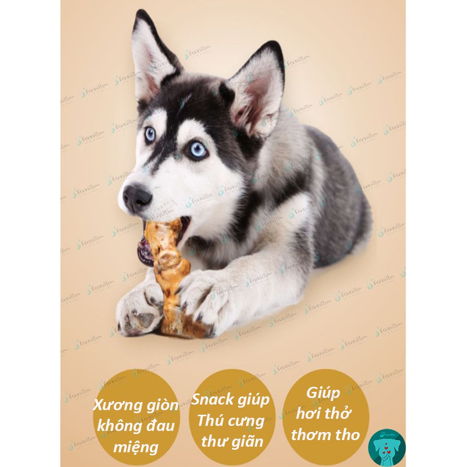 [HOT SNACK]Xương Gặm Mài Răng JFamille, Bổ Sung Collagen &amp; Canxi, Móng Bò Nướng Giòn, Chống Cắn Phá. JF98