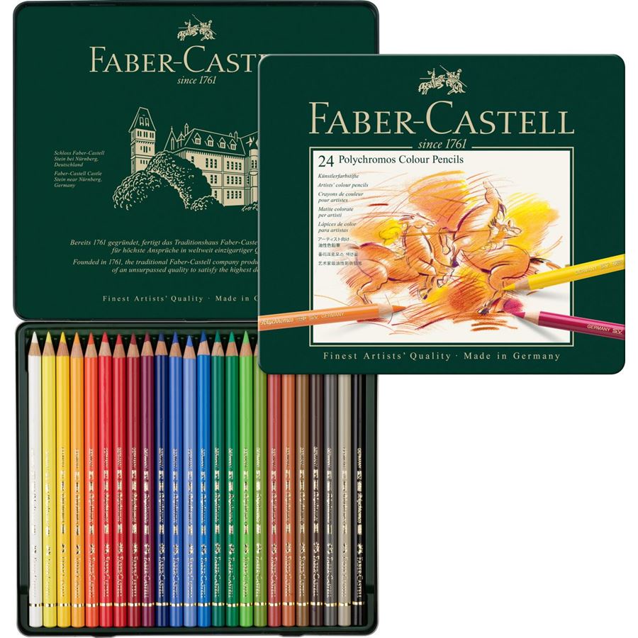 BÚT CHÌ MÀU KHÔ HẠNG HỌA SĨ FABER CASTELL POLYCHROMOS 24/36 MÀU HỘP THIẾC