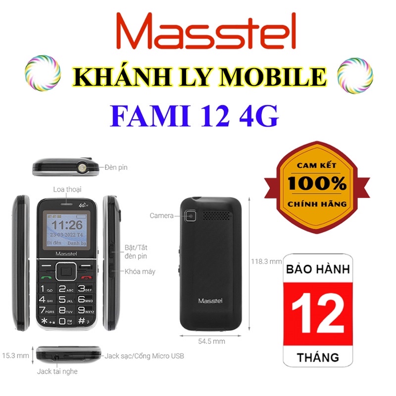 Điện Thoại Bàn Phím Masstel Fami 12 4G Loa To - Số To - Bảo hành 12 tháng