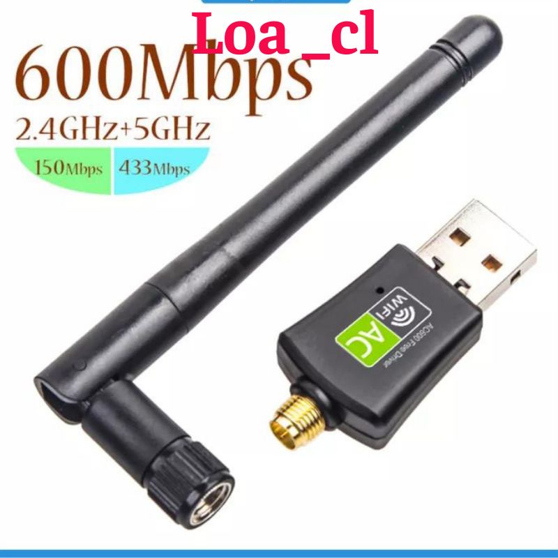 🔊JTKE 600Mbps 5Ghz 2.4Ghz USB Wifi Adapter Thẻ Mạng Không Dây Băng Tần Kép LAN Antenna Dongle