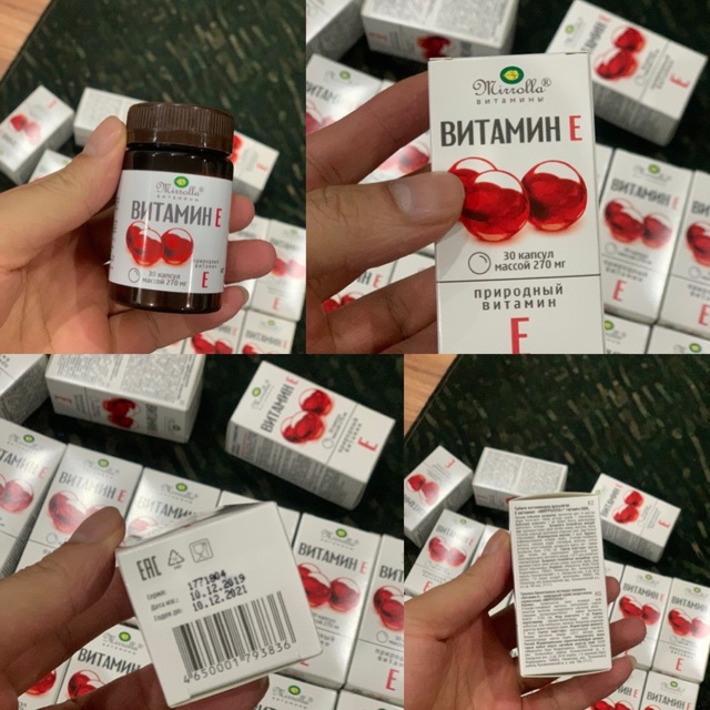 Vitamin E đỏ, hàng Nga, hộp 30 viên.
