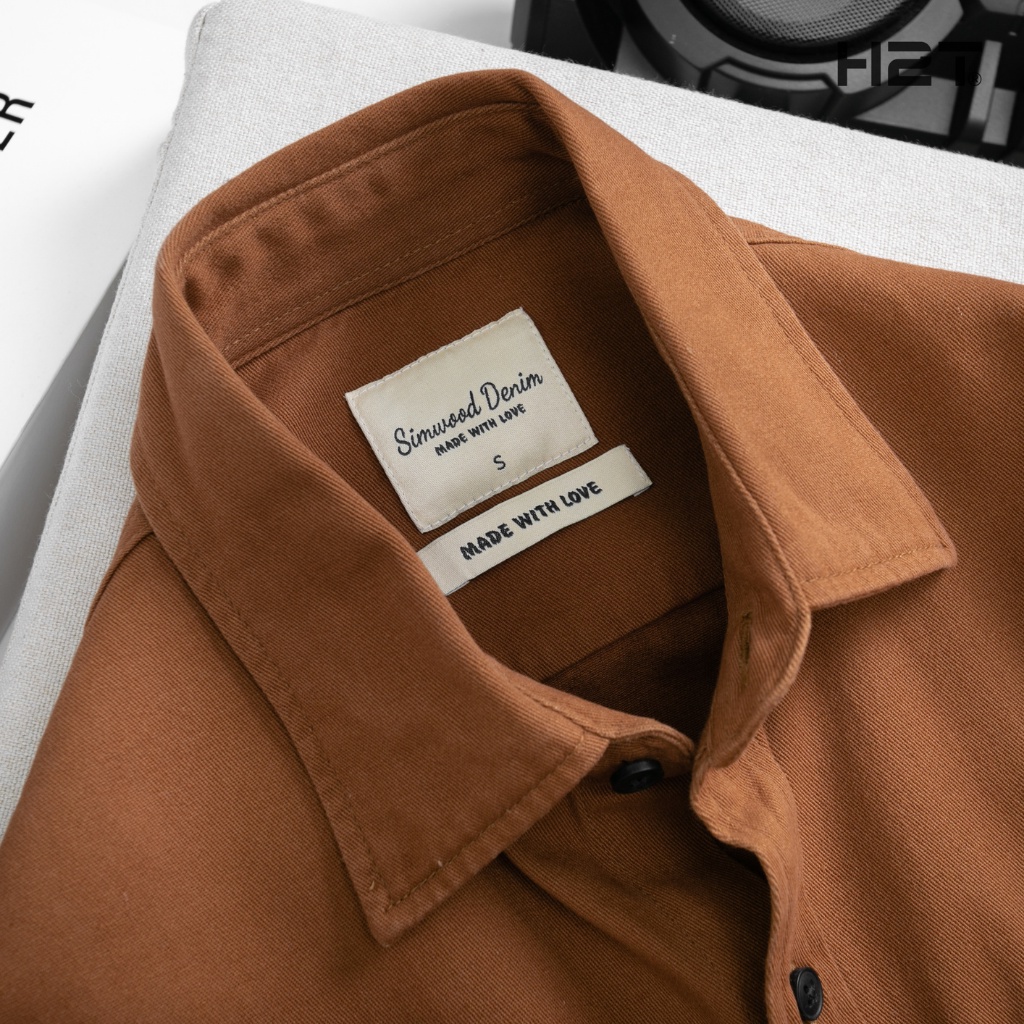 Áo Sơ Mi Nam Kaki  H2T Simwood Denim, Dáng rộng phong cách hàn quốc, 2 Túi bản to Ngực 2 Bên 1479