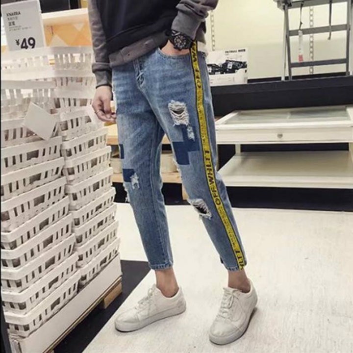 quần jeans rách viền off white Mã: ND1040