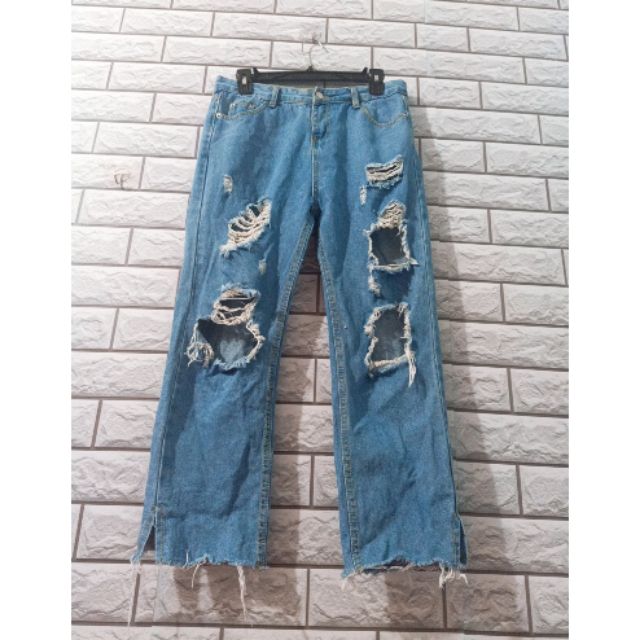 Quần jean rách ống suông siêu đẹp cạp siêu cao hàng secondhand Size L XL mặc oke 👌