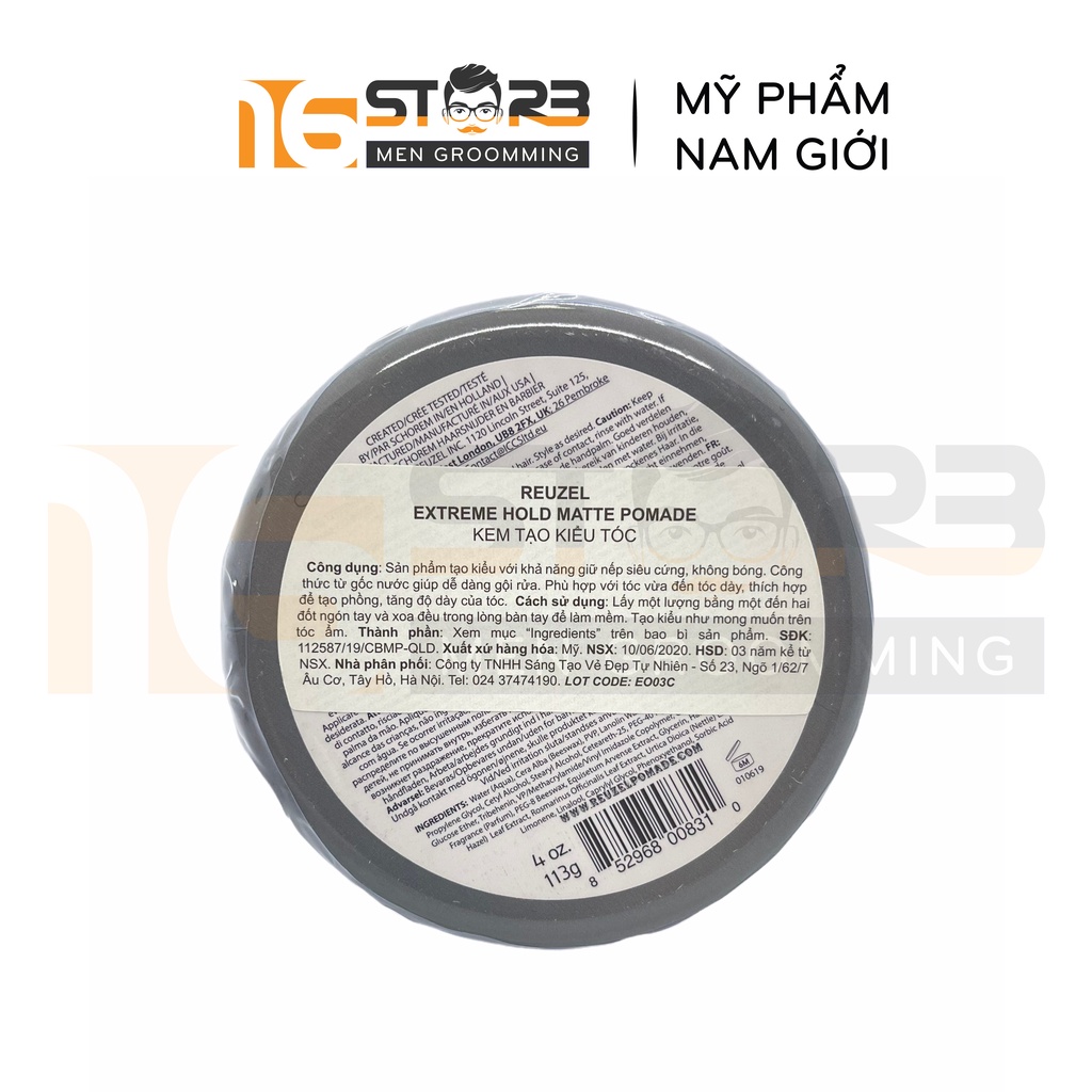 Sáp Vuốt Tóc Nam Reuzel Extreme Hold Matte Pomade 35/113g