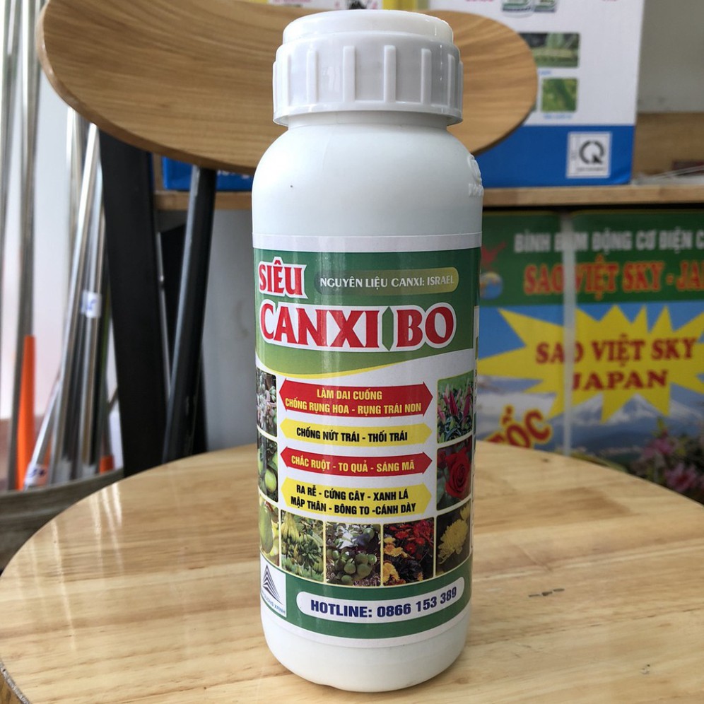 Phân bón vi lượng SIÊU CANXI BO làm dai cuống, chống rụng hoa rụng trái, thối trái, cứng cây xanh lá, quả đẹp