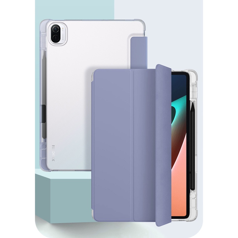 Bao da Cover Cho Máy Tính Bảng Xiaomi Mi Pad 5 / 5 Pro 11 Inch Lưng Trong Suốt Có Khe Đựng Viết Smart Cover