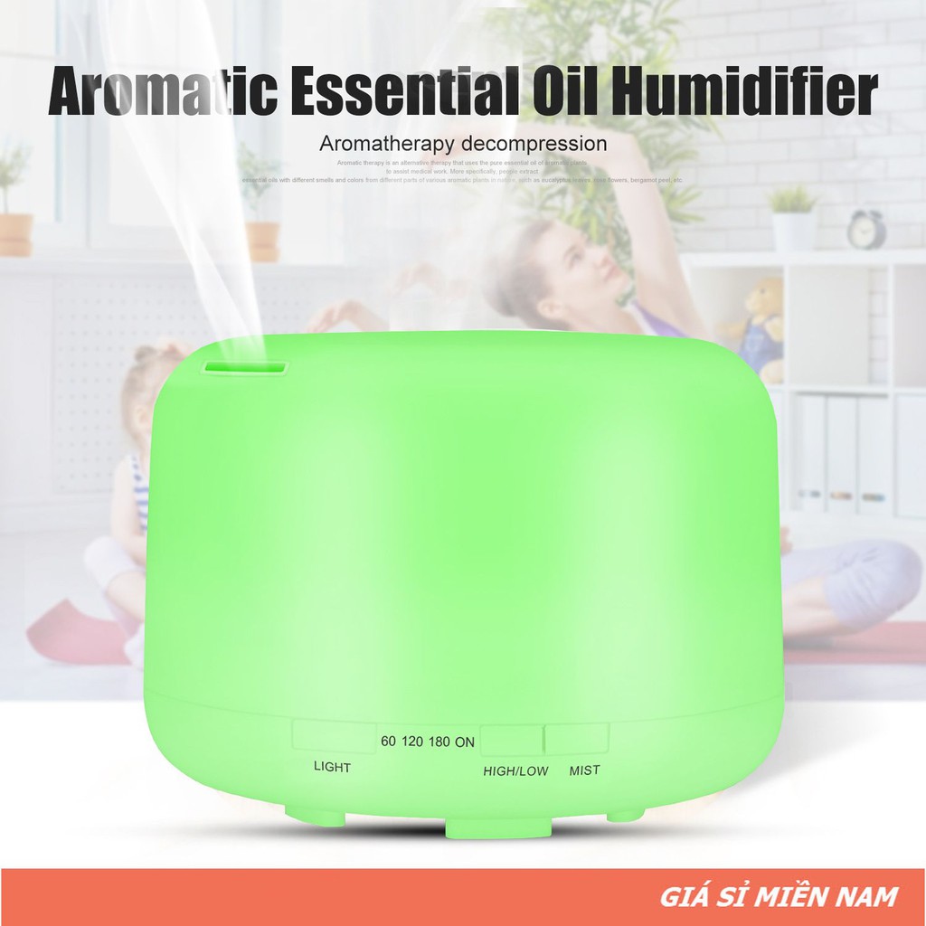 (Tặng Điều khiển) Máy Khuếch Tán Tinh Dầu CHÍNH HÃNG SAMASiêu Âm Trụ Tròn Đổi Màu 500ml