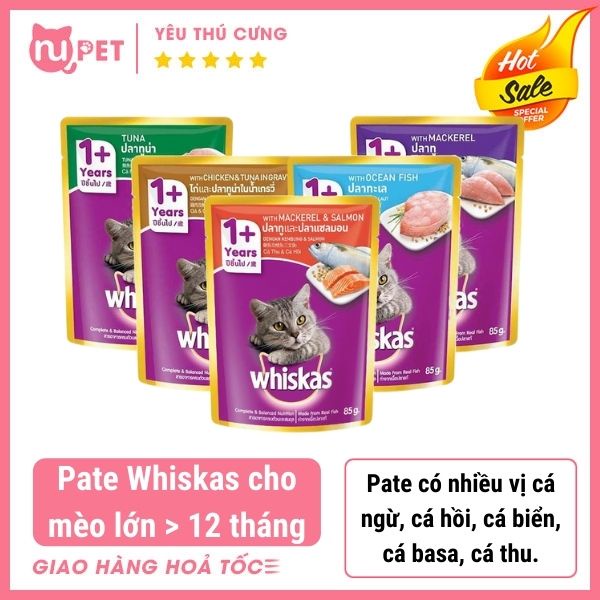 Pate whiskas cho mèo trưởng thành Adult 80 g