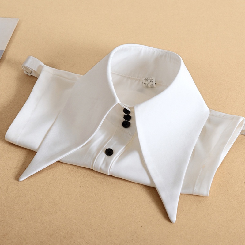 Cổ Áo Rời Cổ Bẻ Giả Màu Trắng Cài Nút Có Thể Điều Chỉnh Trang Trí Phong Cách Vintage Hàn Quốc Cho Nữ