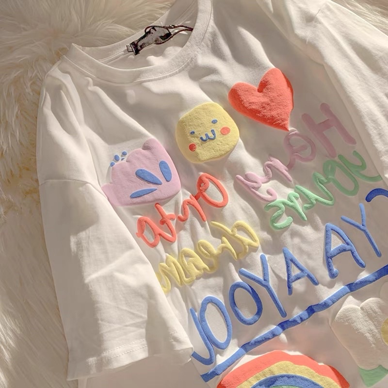 áo pull hoạ tiết in nổi dễ thương cute. Phông chữ xinh