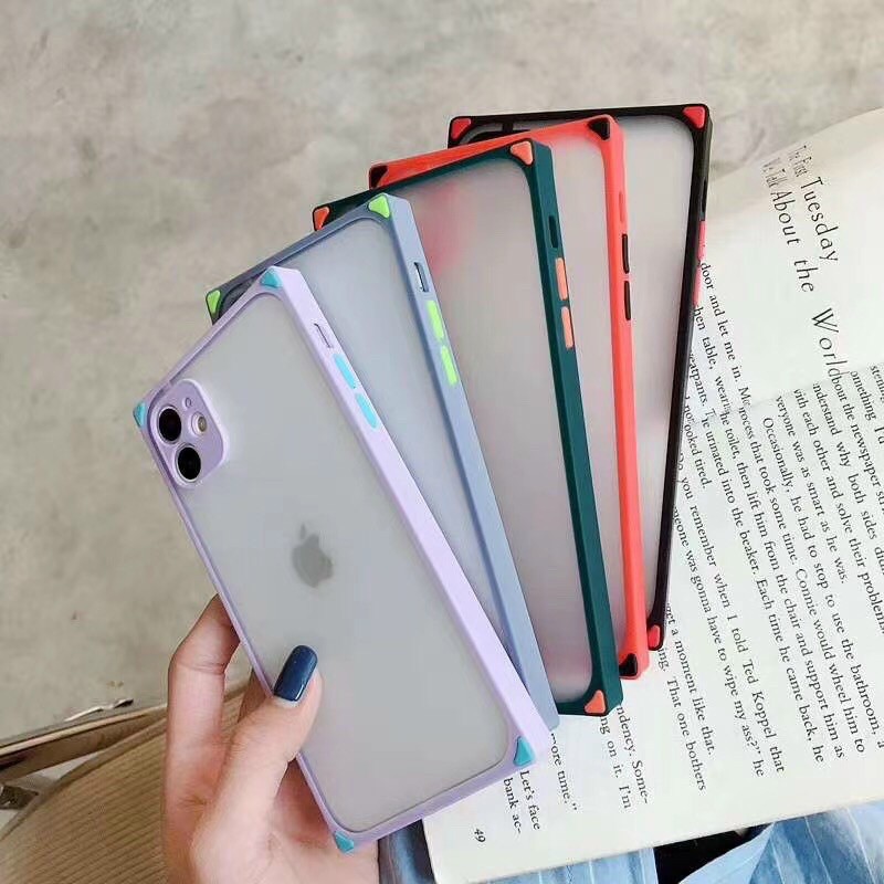 Ốp lưng nhám vuông chống ố vàng và vân tay Iphone 6 plus/6s plus/7 plus/8 plus/X/Xs/Xs max/11/11 pro max