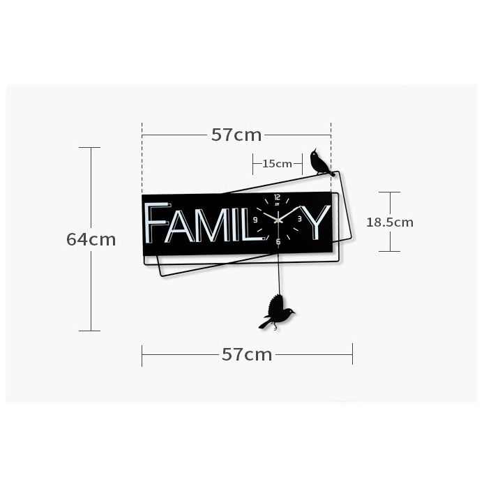 [DH-006] Đồng Hồ Treo Tường Family (Tặng Decal trang trí + Bộ Kim dự phòng + Đinh treo chống hỏng tường)