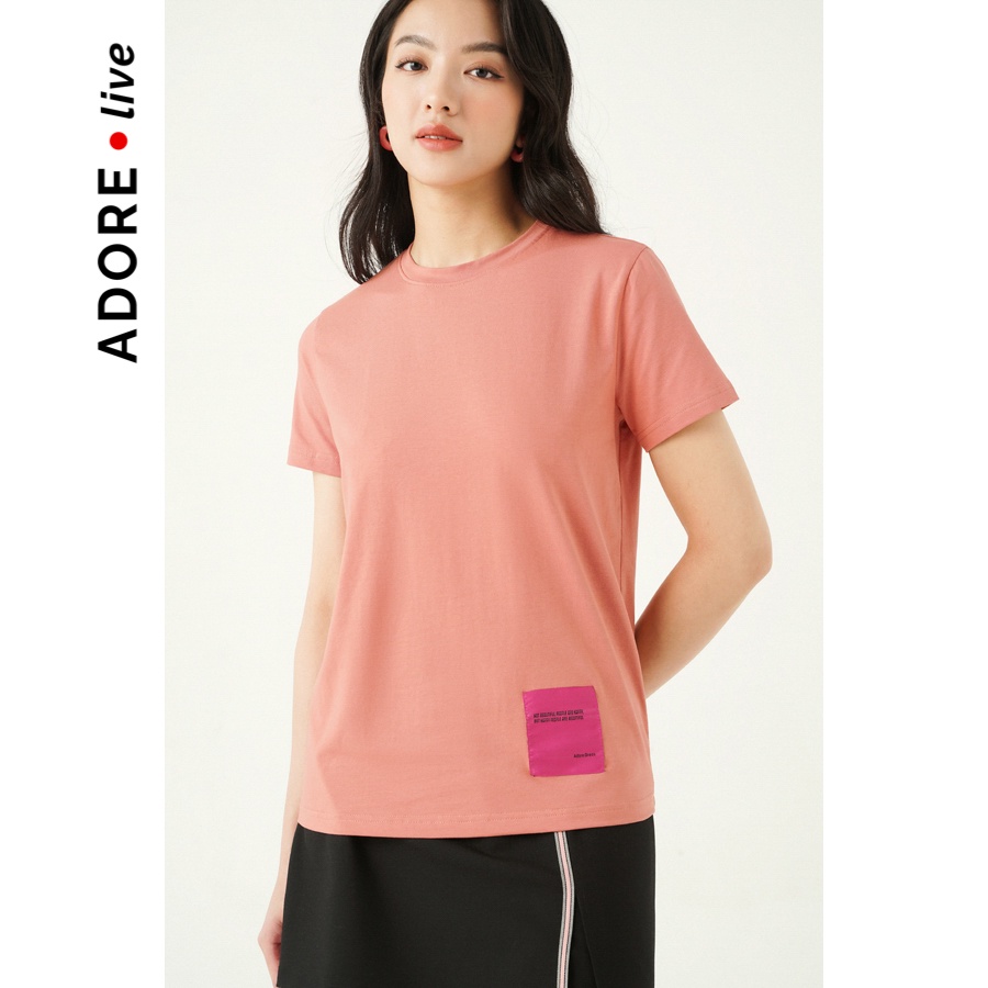 Áo phông t-shirt slim fit basic hồng 2LTS2036 ADORE DRESS