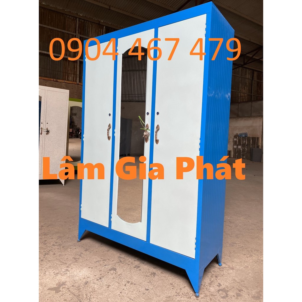 Tủ sắt 3 ngăn sắt sơn dầu mới rộng 1m2 cao 1m8 sâu 45