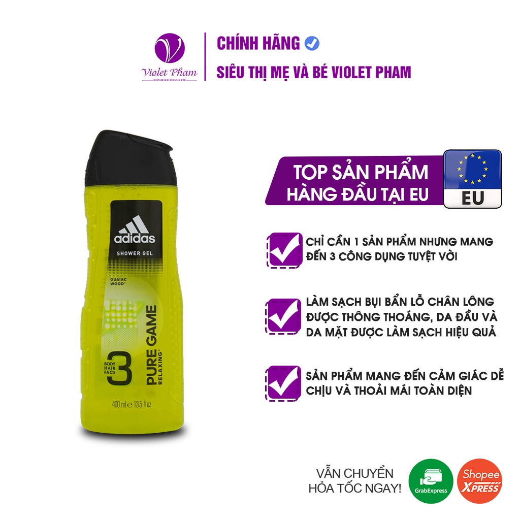 Sữa Tắm Gội Toàn Thân Nam Adidas Pure Game 400ml - VIOLETPHAM