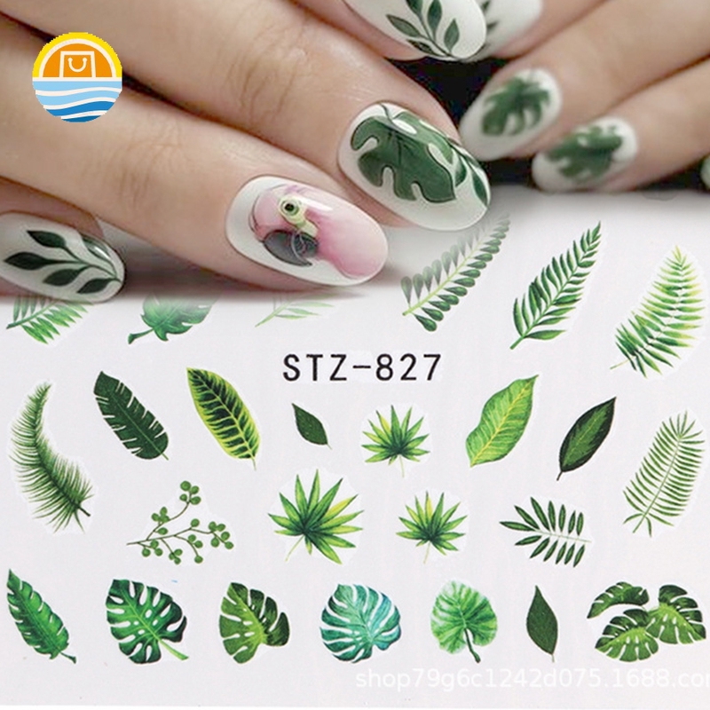 [Hàng mới về] Nhãn Dán Trang Trí Móng Tay Họa Tiết Lá Cây Đẹp Mắt