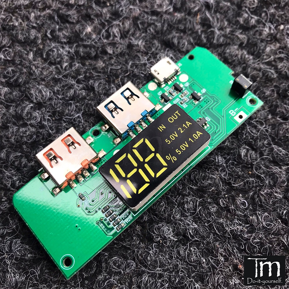 Mạch Sạc Dự Phòng 10W 5V2A Hiển Thị LCD 2*USB