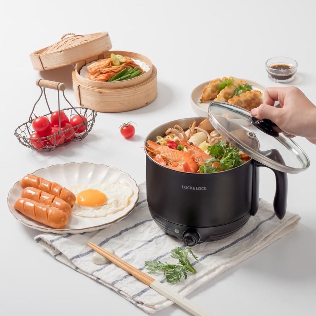 Ca Điện, Nồi Điện Mini Đa Năng Chính Hãng Lock&amp;Lock Multi Pot 1.2L EJP316BLK