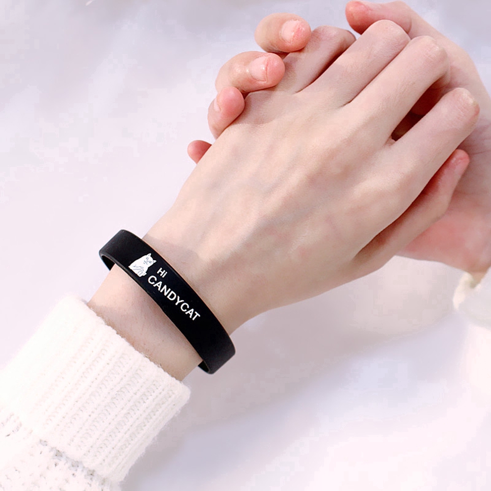 Vòng tay cao su in hình mèo xinh xắn cho nam nữ