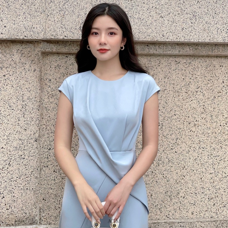Luna dress / Đầm midi ngắn tay nhún eo