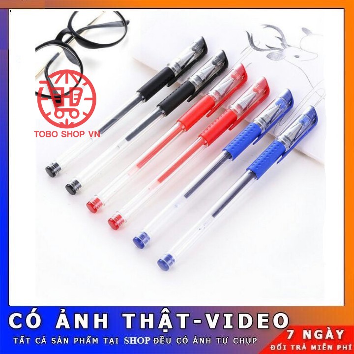 Bút bi nước ⚡️𝐂𝐇𝐈̉ 𝟏𝐊 ⚡️giá rẻ vô địch đều mực ngòi 0.5mm đủ màu Xanh Đen Đỏ Tím -BH 3 tháng !