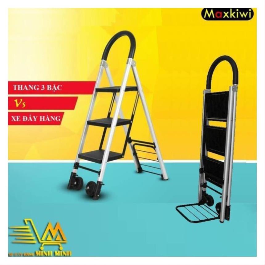 [2 chức năng] Thang Xếp kết hợp với Xe Đẩy Hàng 2 Bánh Maxkiwi- Vừa Là Thang Xếp, Vừa Là Xe Đẩy Hàng