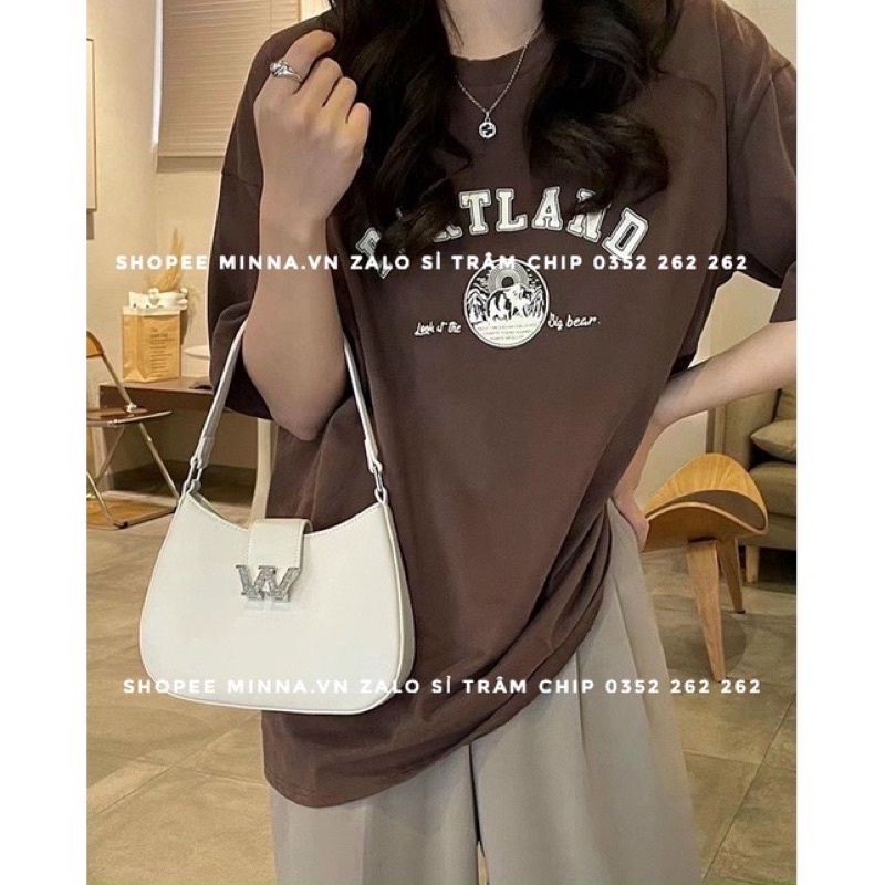 Túi Đeo Chéo Mini Nữ Logo W Đính Đá Thời Trang Siêu Hót
