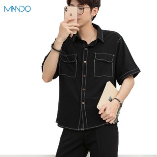 Áo Sơ Mi Nam Ngắn Tay Chất Kaki MANDO Phong Cách Hàn Quốc Năng động Trẻ Trung SMD027