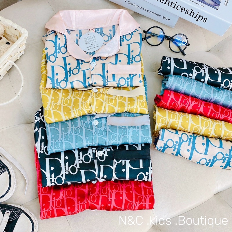 Bộ pijama lụa Di ờ dài tay mềm mại cho bé trai bé gái - BPLDDT