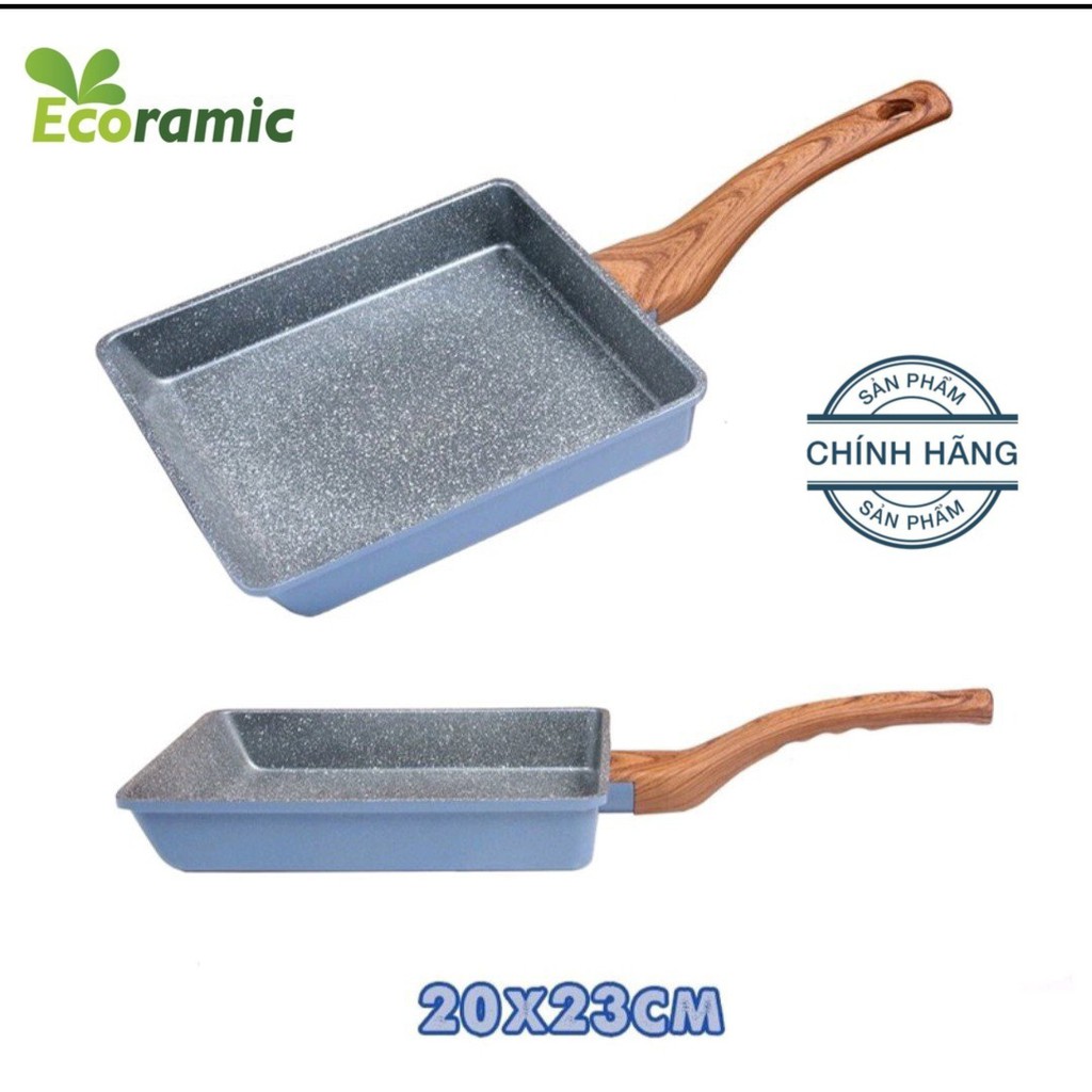 CHẢO ĐÚC TRỨNG VÂN ĐÁ ECORAMIC HÀN QUỐC 20*23CM. Dùng được bếp từ.