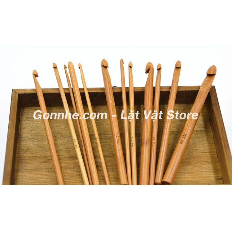 Bộ 12 Cây Móc Len Bằng Gỗ Trúc - Hàng Thật Như Hình - Crochet Hook