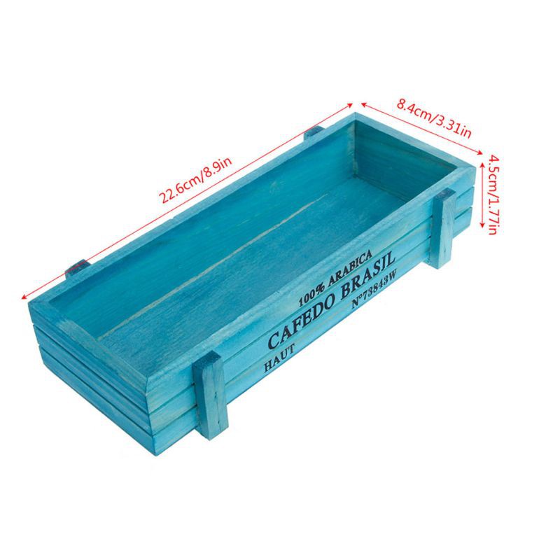 Chậu gỗ trồng cây mọng nước hình chữ nhật phong cách vintage trang trí sân vườn