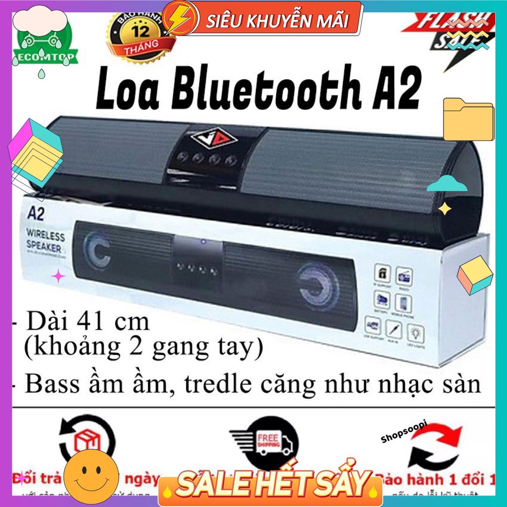 [Mã ELHACE giảm 4% đơn 300K] Loa Bluetooth Speaker A2 Dáng Dài 2 Loa Cực Đỉnh, Kểu Dáng Sang Trọng Hỗ Trợ Thẻ Nhớ