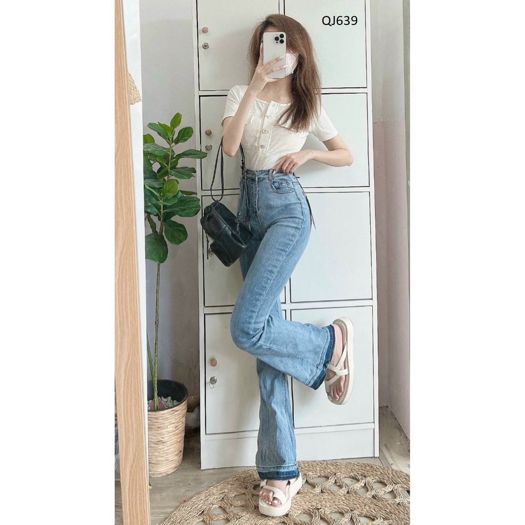 Quần jeans ống pass dáng cao - ống dài QJ639