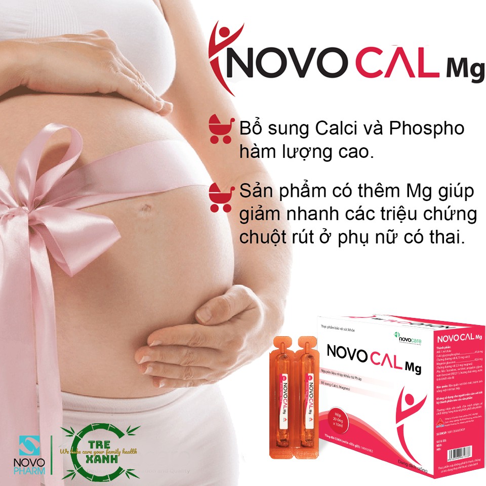 NOVOCAL MG 10ml Ống uống bổ sung CANXI, MAGIE HỮU CƠ không lo táo bón , sỏi thận.