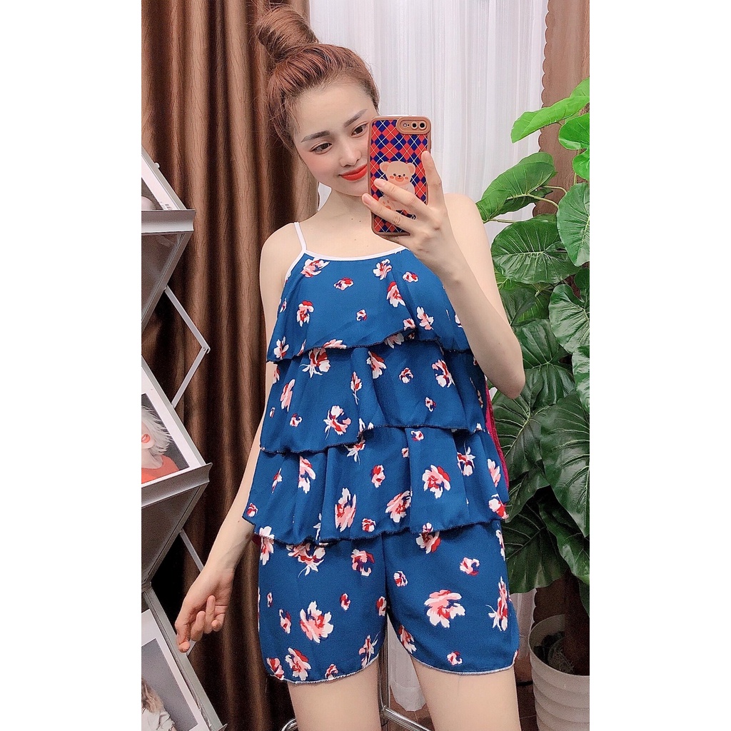 ĐỒ NGỦ 2 DÂY 3 TẦNG VẢI LỤA HÀN HOẠ TIẾT NHIỀU MÀU SIÊU XINH FREESIZE DƯỚI 57KG