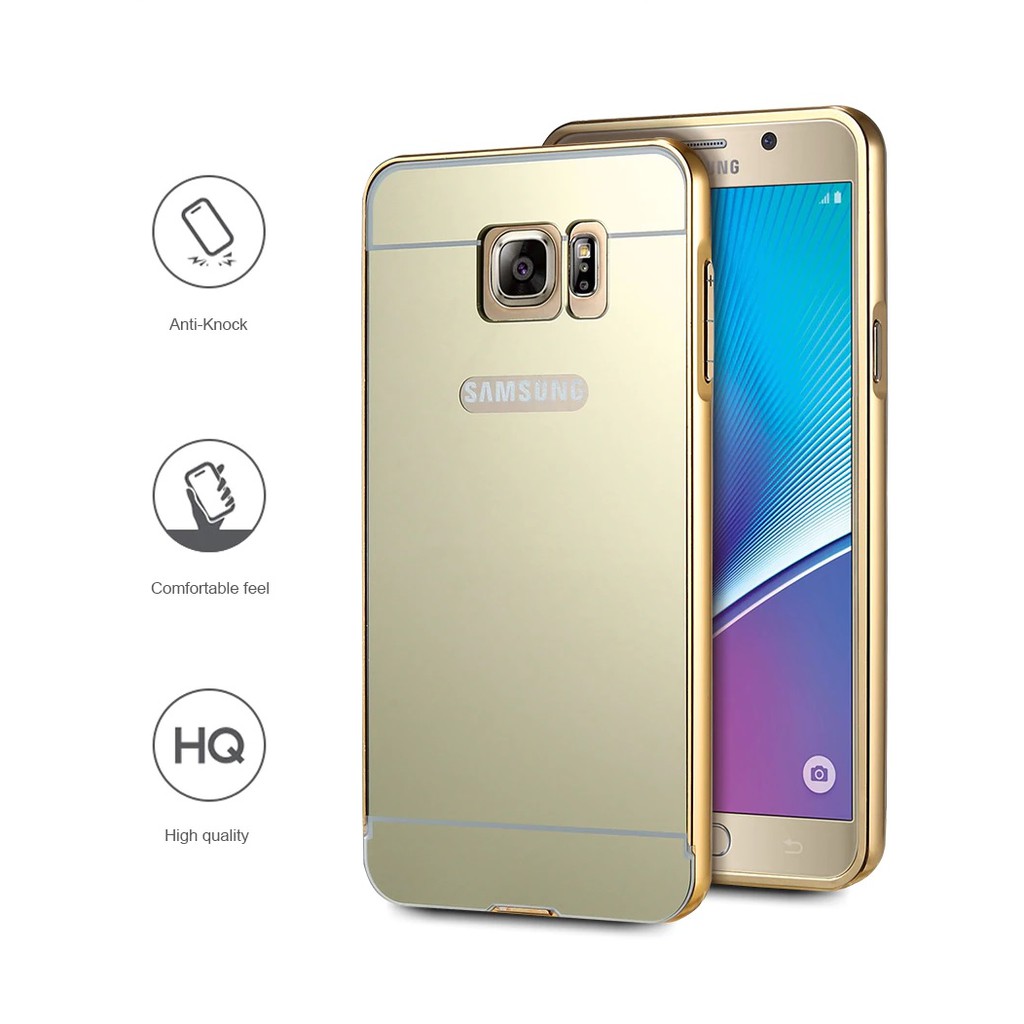 Ốp lưng Samsung Galaxy Note 7, Note FE bo tròn tráng gương viền kim loại