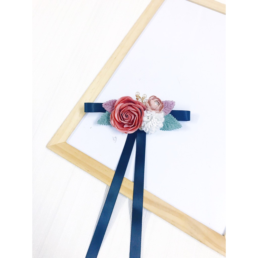 (Ảnh thật 100%) Tag cài áo handmade handmade hoa chùm mix ruy băng lụa nhật siêu xinh