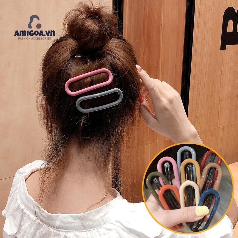 【amigoa.vn】Kẹp Tóc Mái Màu Kẹo Đơn Giản