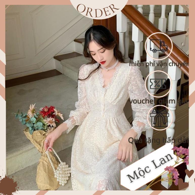 (MộcLan ORDER) Đầm ulzzang công chúa ren xoè 2 lớp cổ V cao cấp dáng dài|váy ren thiết kế tiểu thư sang chảnh | BigBuy360 - bigbuy360.vn