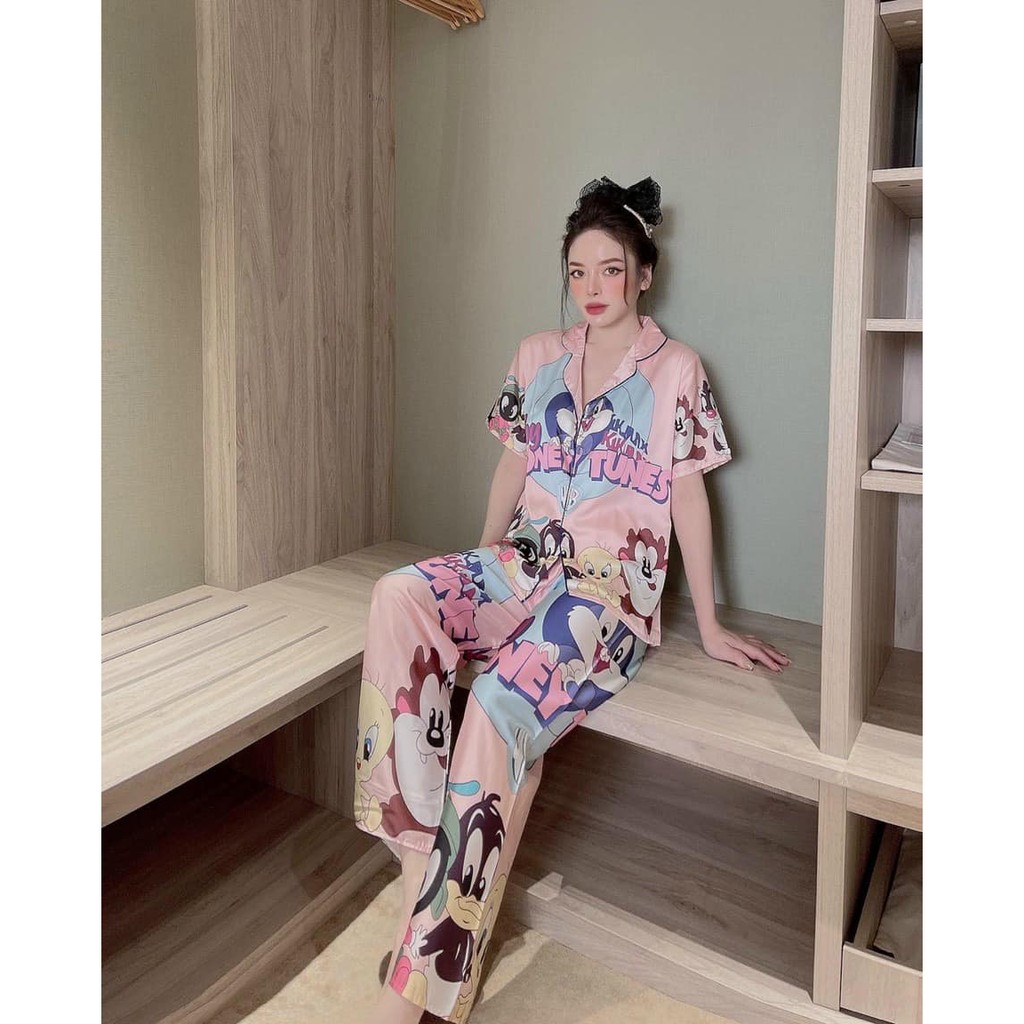 Bộ Ngủ Lụa Áo cộc + quần dài mới (kèm ảnh thật,video) | BigBuy360 - bigbuy360.vn