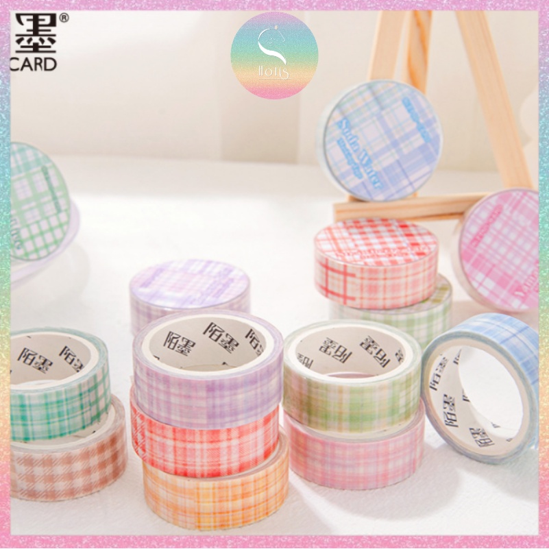 HOTIS] Washi cuộn caro tape màu pastel tinh tế - Dài 3m