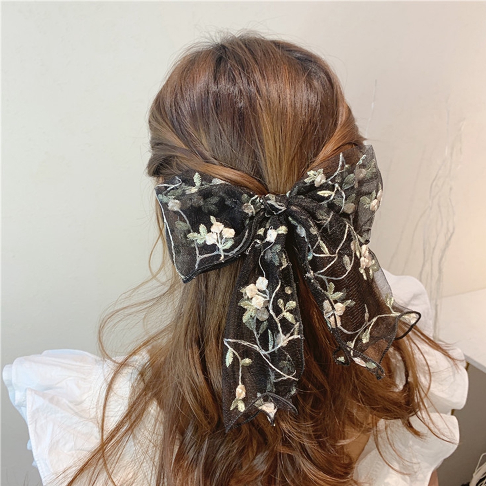 Dây Cột Tóc Phối Ren Họa Tiết Thêu Xinh Xắn