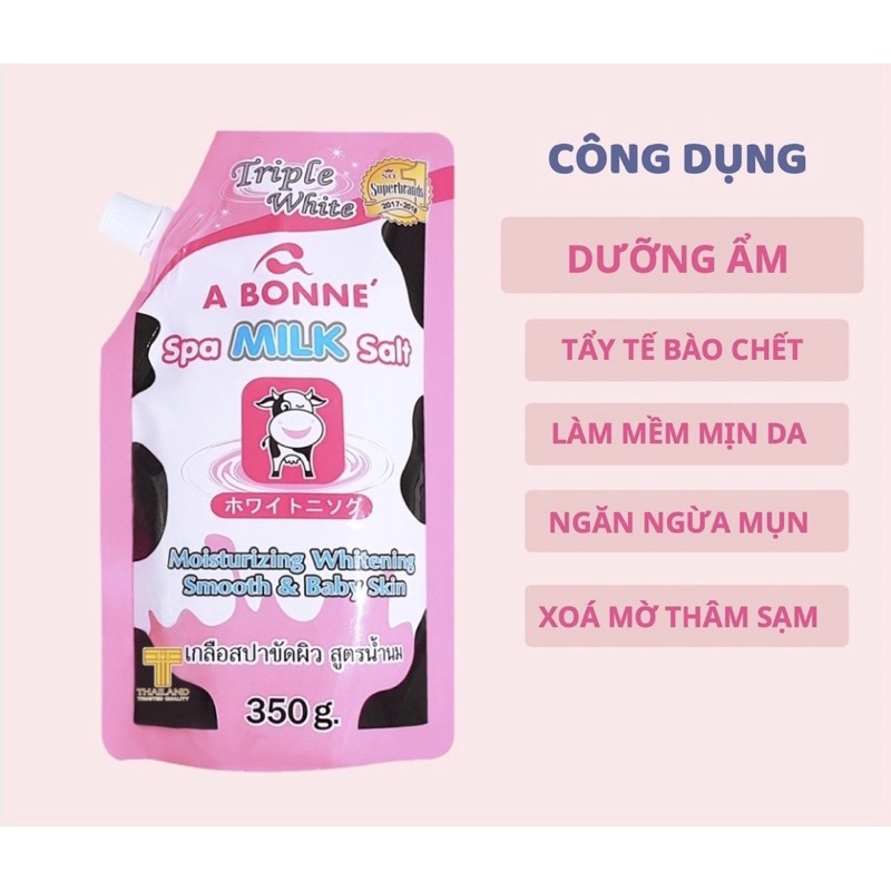 Muối tẩy tế bào chết sữa bò A Bonne Spa Milk Salt 350g có vòi